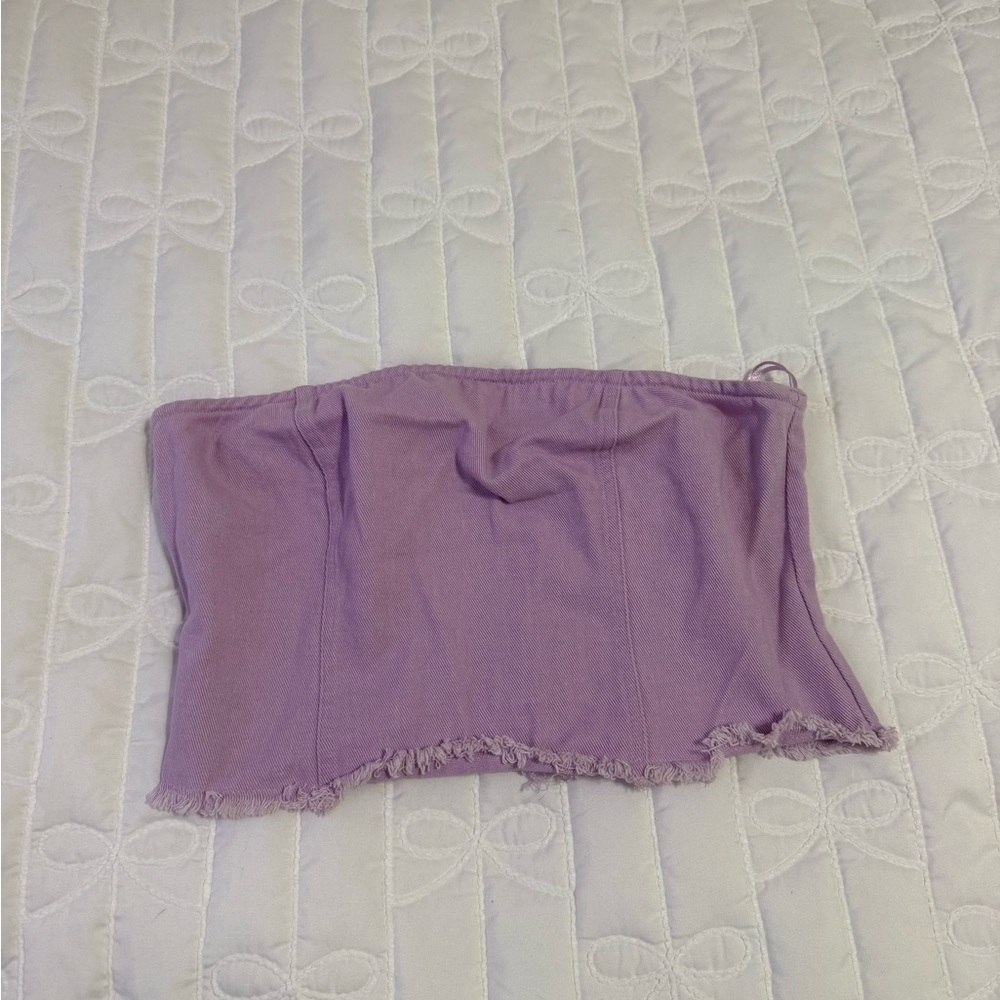 Strapless Purple Denim Top
